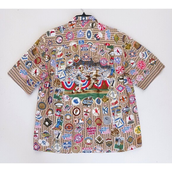 Reyn Spooner MLB World Series Button Front Aloha Shirt All Over Print Sz M - Picture 9 of 9